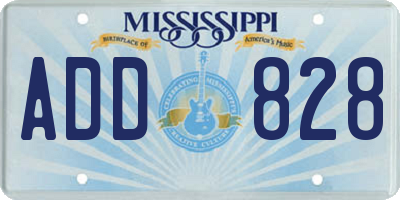 MS license plate ADD828