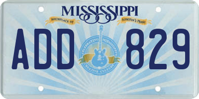 MS license plate ADD829