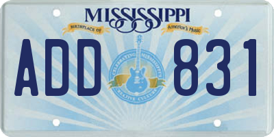 MS license plate ADD831