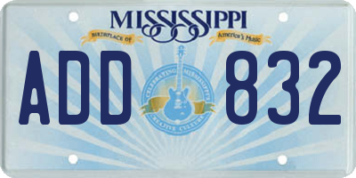 MS license plate ADD832