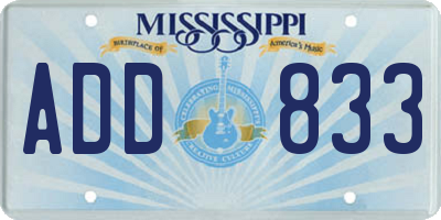 MS license plate ADD833
