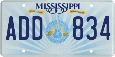 MS license plate ADD834