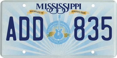 MS license plate ADD835