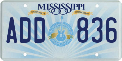 MS license plate ADD836