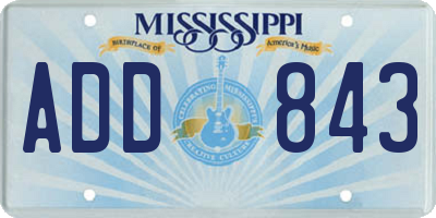 MS license plate ADD843
