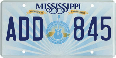 MS license plate ADD845