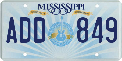 MS license plate ADD849