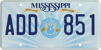 MS license plate ADD851