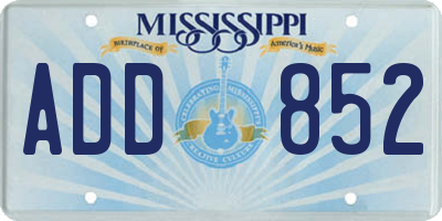 MS license plate ADD852