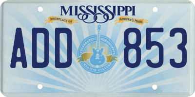 MS license plate ADD853