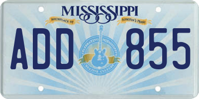 MS license plate ADD855