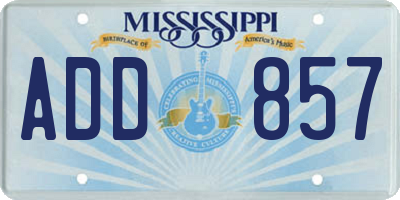 MS license plate ADD857