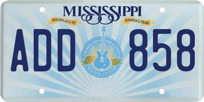 MS license plate ADD858