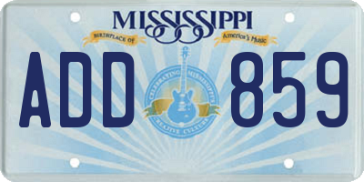 MS license plate ADD859