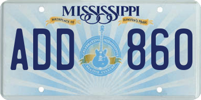 MS license plate ADD860