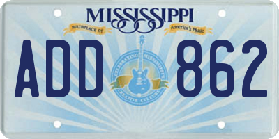 MS license plate ADD862