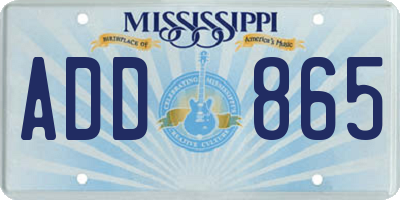 MS license plate ADD865