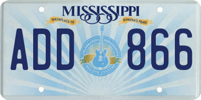 MS license plate ADD866