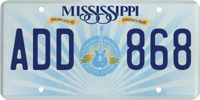 MS license plate ADD868