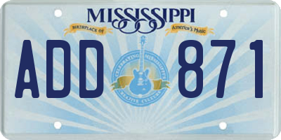 MS license plate ADD871