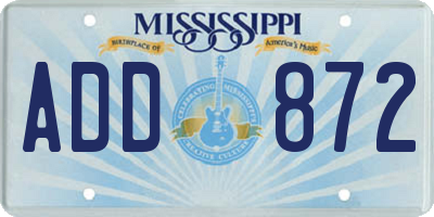 MS license plate ADD872