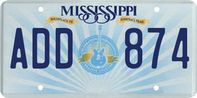 MS license plate ADD874