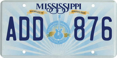 MS license plate ADD876