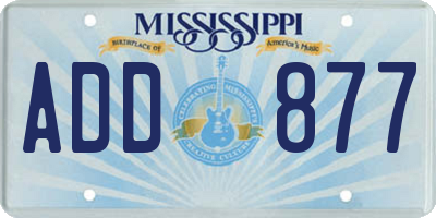 MS license plate ADD877