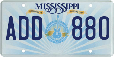 MS license plate ADD880