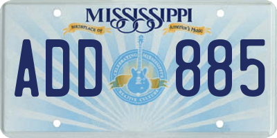 MS license plate ADD885
