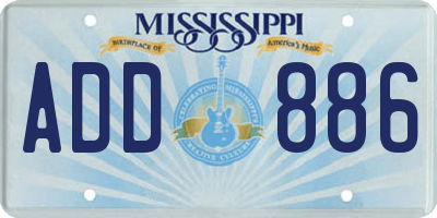 MS license plate ADD886