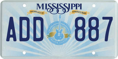 MS license plate ADD887