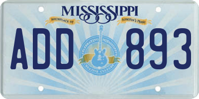MS license plate ADD893