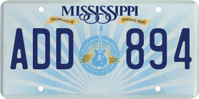 MS license plate ADD894