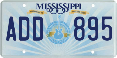 MS license plate ADD895