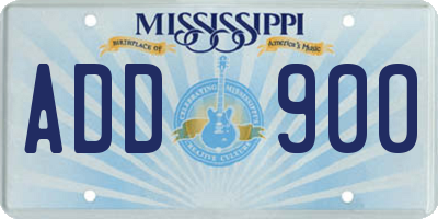 MS license plate ADD900