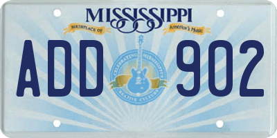MS license plate ADD902