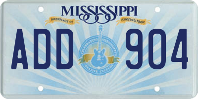 MS license plate ADD904