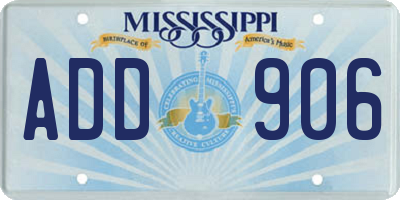 MS license plate ADD906