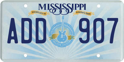 MS license plate ADD907
