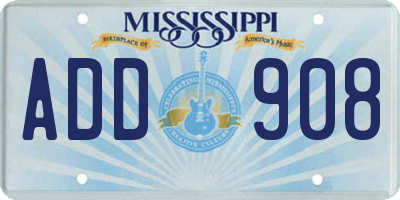 MS license plate ADD908