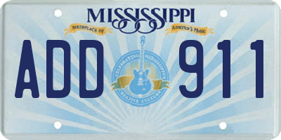 MS license plate ADD911
