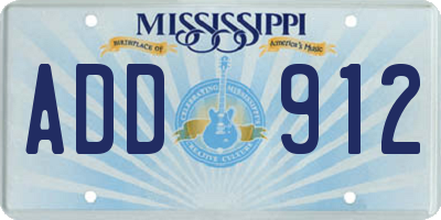 MS license plate ADD912