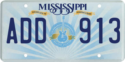 MS license plate ADD913