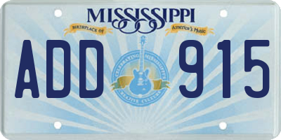 MS license plate ADD915