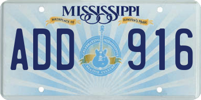 MS license plate ADD916