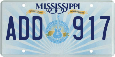 MS license plate ADD917