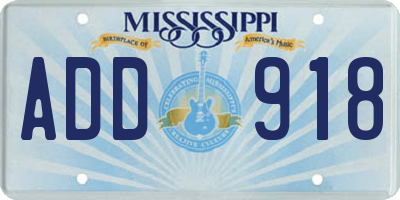 MS license plate ADD918