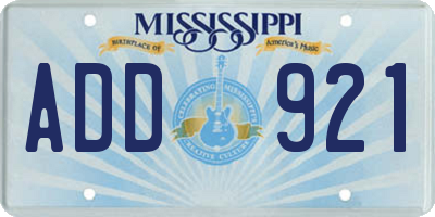 MS license plate ADD921