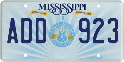 MS license plate ADD923